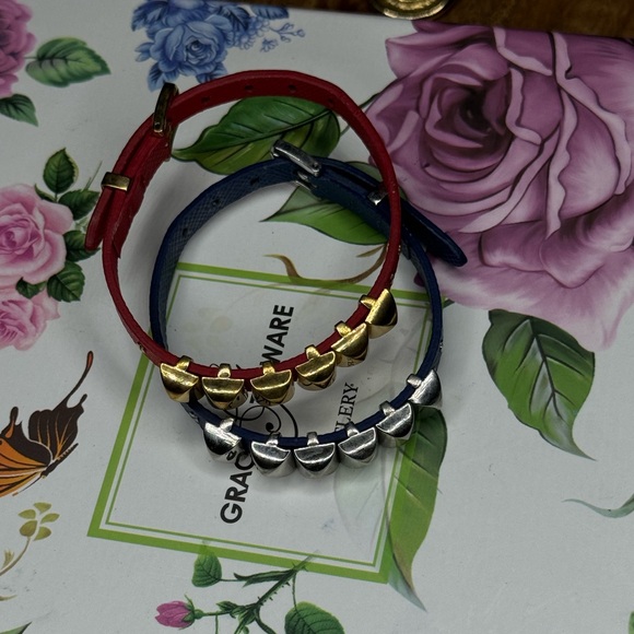 Michael Kors Leather Pyramid Stud B red and blue bundle - Picture 3 of 15